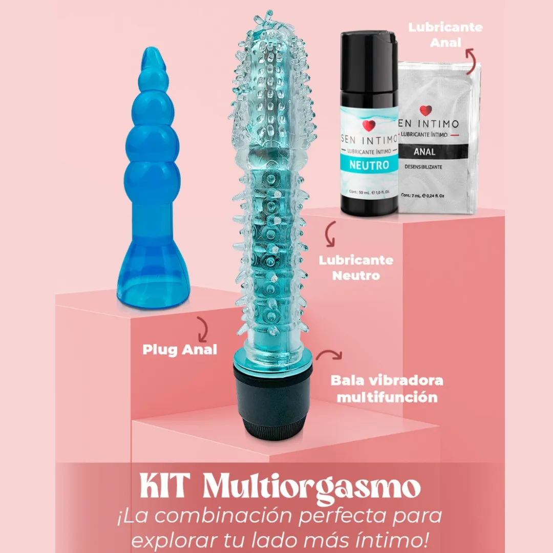 Kit Multiorgasmo Vibrador Plug Anal Lubricante Neutro Dilatador Anal